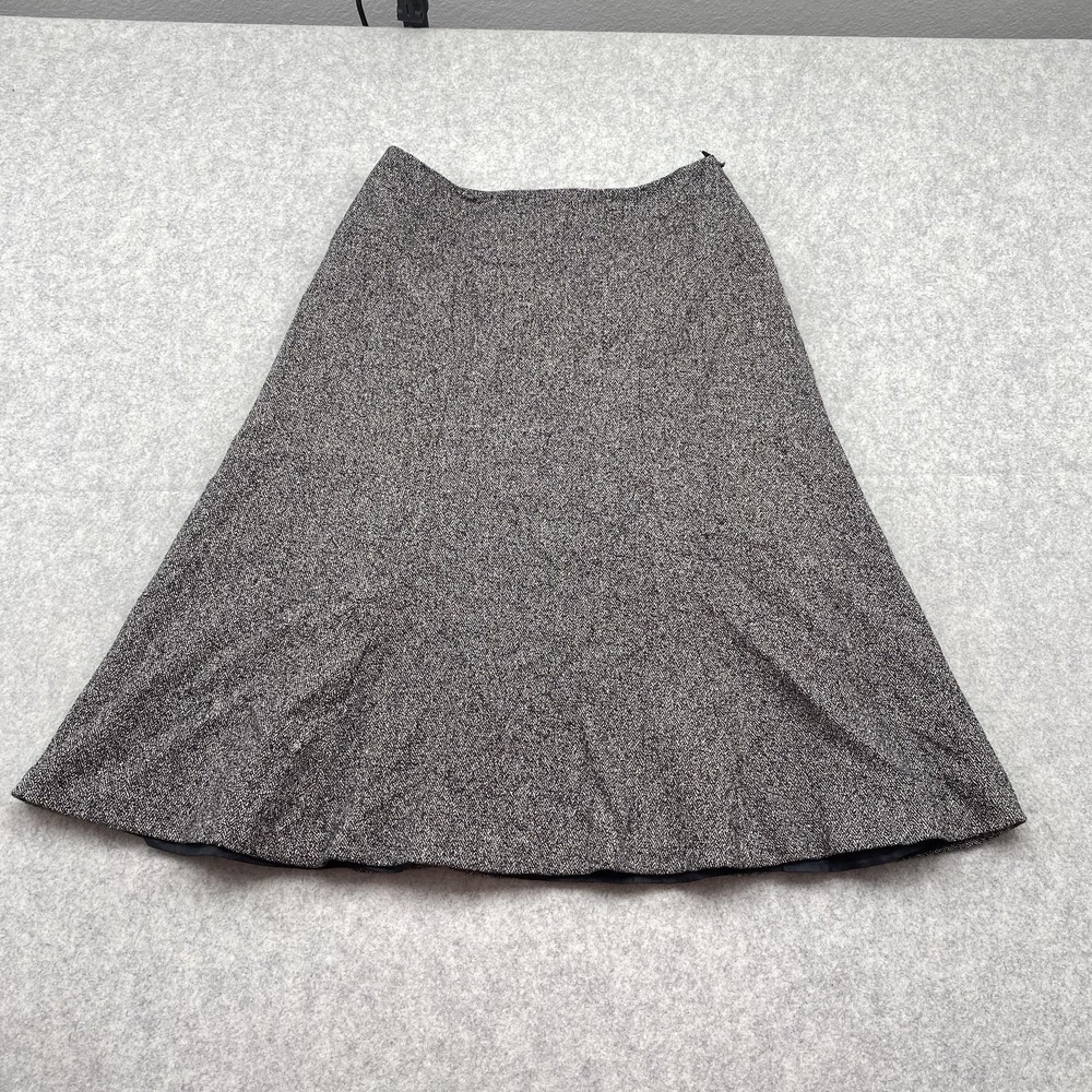 Talbots Skirt Womens 10 (29 Waist) Gray Herringbone Wool Silk A Line Knee Length